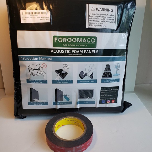 Foroomaco Acoustic Foam Panels Pack of 12 Sound Proofing Panels NIB Sealed - Picture 2 of 9